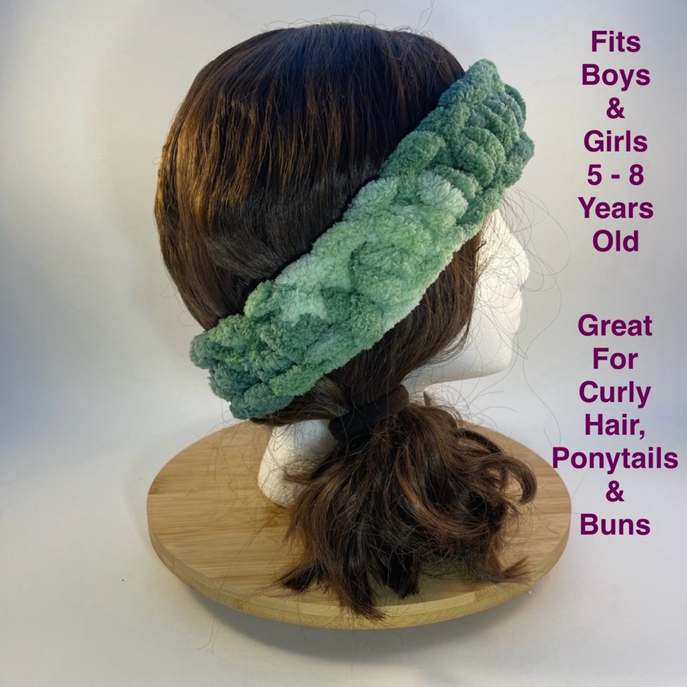 Handmade Kid’s Super Soft & Cozy Winter Headband/Ear Wrap - Variegated Green